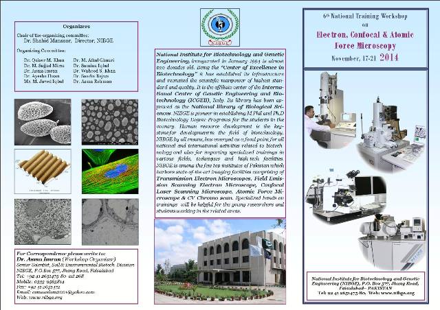6th National Training Workshop on Electron, Confocal and Atomic Force Microscopy