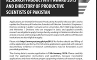 Research Productivity Award 2015